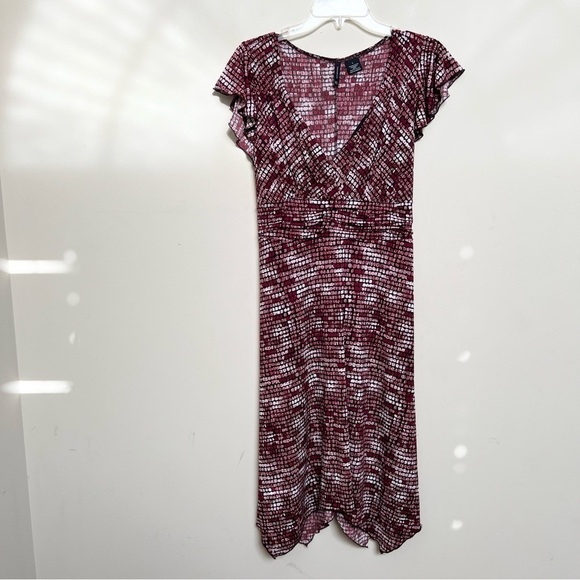NEW DIRECTIONS Burgandy Tie Waist Midi Dress - Picture 1 of 6